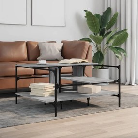 Szürke sonoma szerelt fa dohányzóasztal 100x100x48,5 cm