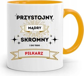 Sárga Bögre Labdarúgónak Jóképű Okos Ajándék fényképes nyomtatással