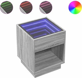 vidaXL szürke sonoma végtelen hatású LED-es dohányzóasztal 40x40x50 cm