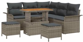 vidaXL Kerti Kanapé Szett párnával 8 pcs Szürke polirattan