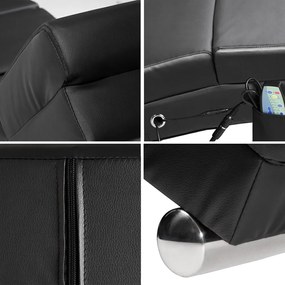 Casaria® London nyugágy masszázs és fűtés funkcióval - fekete