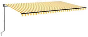 sárga és fehér kézzel kihúzható LED-es napellenző 500x350 cm
