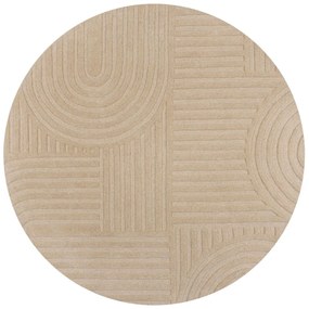 Bézs gyapjú kerek szőnyeg ø 160 cm Zen Garden - Flair Rugs