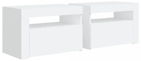 2 db fehér éjjeliszekrény LED-del 60 x 35 x 40 cm