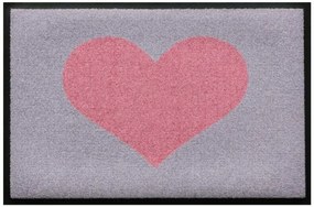 Szívmintás prémium lábtörlő - szürke-rózsaszín (Válassz méretet: 60*40 cm)