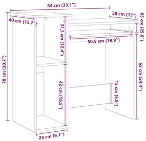 fehér forgácslap íróasztal polcokkal 84x40x78 cm