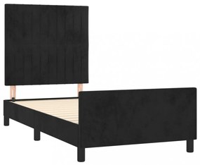 fekete bársony ágykeret matrac nélkül 100x200 cm