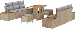vidaXL Kerti Kanapé Szett 9 pcs Bézs polirattan