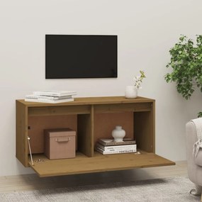 mézbarna tömör fenyőfa faliszekrény 80 x 30 x 35 cm