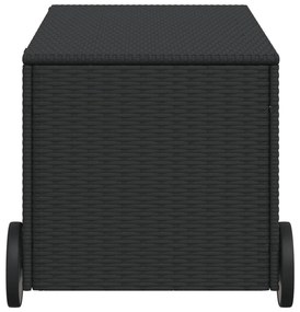 fekete polyrattan kerti tárolóláda kerekekkel 190 L
