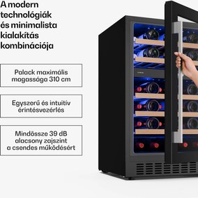Klarstein Illuminosa pult alatti borhűtő | Kétzónás | 129 liter | 46 palack | 60 cm