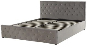 Franciaágy 160 cm AMESIA (szürke) (ágyráccsal és tárolóhellyel). 1023467