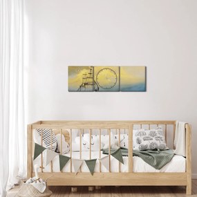 Kép - Egy hajó festménye a tengeren (órával) (90x30 cm)