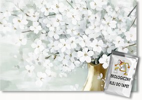 Fotótapéta Flizelina Dekoráció Tavasz Fehér Virágok Váza 350x250 ragasztó