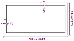 világosbarna kezelt tömör tölgyfa fali polc 100x50x(2-4) cm