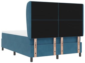 Ágykeret Matraccal Sötétkék 140x200 cm Bársonyos