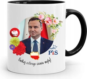 Andrzej Duda Elnök Fekete Bögre Ajándék fényképes nyomtatással