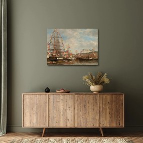 Kép - Eugène Boudin, Festival in the Harbor of Honfleur, reprodukciók (70x50 cm)