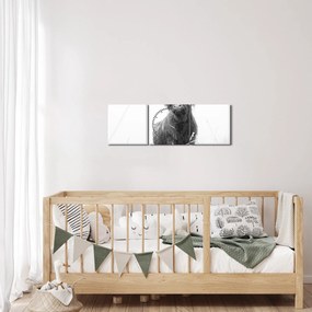 Kép - Skót tehén 4, fekete-fehér (órával) (90x30 cm)