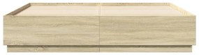 sonoma tölgy színű szerelt fa ágykeret LED-del 200 x 200 cm