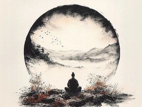 Vászonkép Canvas Szerzetes Meditáció Harmónia Zen Orient Japán 100x75