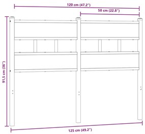 sonoma tölgy színű szerelt fa és vas fejtámla 120 cm