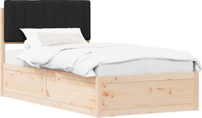 vidaXL Ágykeret Kárpitozott Fejtámlával Fekete 100 x 200 cm
