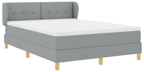 Boxspring Ágy Mattal - Világosszürke, 140x190 cm, Szövet