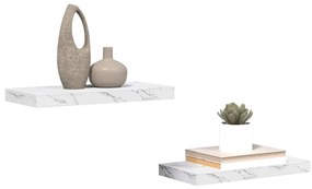 vidaXL Falpolc tárolóval 2 pcs Fehér márvány 50 x 23,5 x 4 cm Faanyag