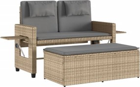 vidaXL bézs polyrattan dönthető kerti pad párnával
