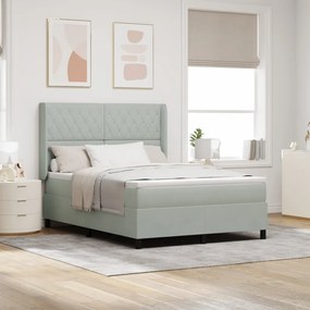 Boxspring Ágy Matrac with Light Grey 140x200 cm Velúr