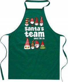 Konyhai Kötény Santas Team karácsonyi mintával manók karácsony