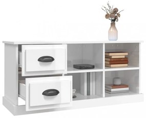 magasfényű fehér szerelt fa TV-szekrény 102 x 35,5 x 47,5 cm