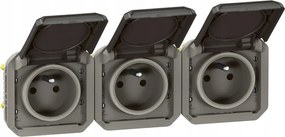 Hármas aljzat földelt 3x2P+Z, vízszintes, mechanizmus 16 A 250 V~- an