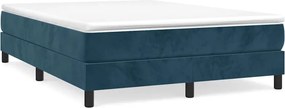 vidaXL sötétkék bársony rugós ágy matraccal 140x190 cm