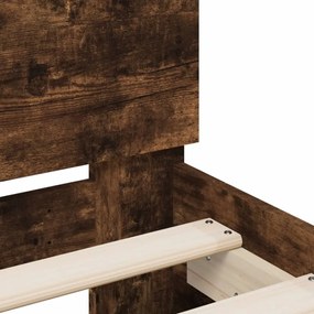 füstös tölgyszínű szerelt fa ágykeret fejtámlával 100 x 200 cm