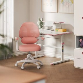 Gyermek forgószék forgatható, reteszelhető görgőkkel, ergonomikus, rózsaszín