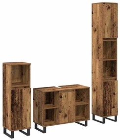 Fürdőszoba bútor szett 3 pcs Barna 30 x 30 x 180 cm Faanyag