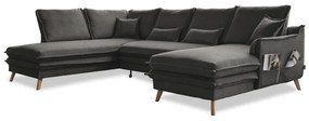 Sötétszürke kinyitható sarokkanapé (bal oldali-U alakú) Charming Charlie – Miuform