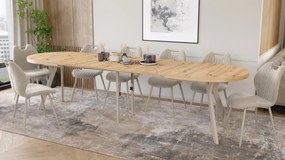Mazzoni Ovális bővíthető étkezőasztal EXPANSO Artisan Tölgy / kasmír lábak