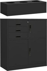 vidaXL antracitszürke acél irodai szekrény ültetőládával 90x40x125 cm