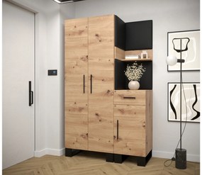 Előszobabútor Amanda 6 (artisan tölgy + fekete öko-bőr). 1085910
