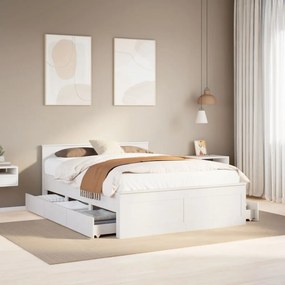 fehér tömör fenyőfa fejtámlás ágykeret matrac nélkül 150x200 cm