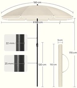 SOMBRILLA dönthető kerti napernyő 160 cm, bézs