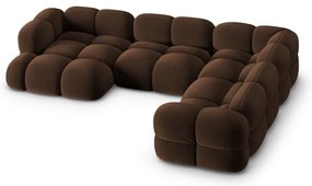 Sötétbarna bársony sarokkanapé (jobb oldali-U alakú) Loretto – Cosmopolitan Design