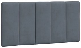 sötétszürke bársony ágykeret LED-világítással 100 x 200 cm