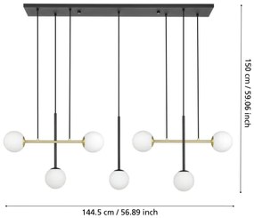 Eglo 390178 - Csillár zsinóron PAZ 7xE14/40W/230V arany/fekete