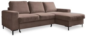 Barna kordbársony kinyitható sarokkanapé (jobb oldali) Lofty Lilly – Miuform
