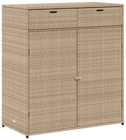 bézs polyrattan kerti tárolószekrény 105 x 55 x 113 cm