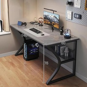 Gamer asztal minőségi íróasztal szürke 120x60x75 cm OTC-G2